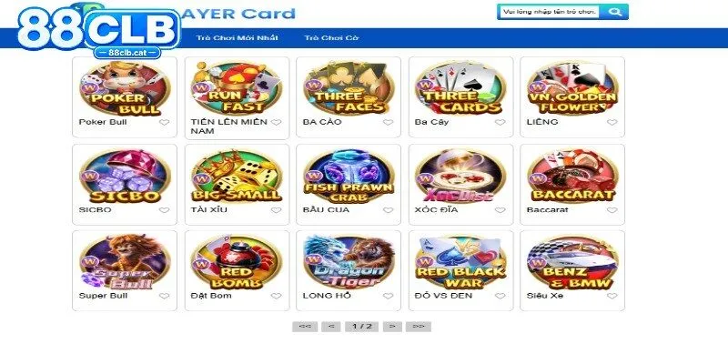 Các trò chơi hot tại Sảnh game bài 88CLB 