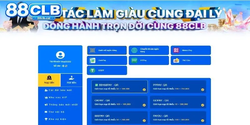 Khái quát về quy trình nạp rút 88CLB