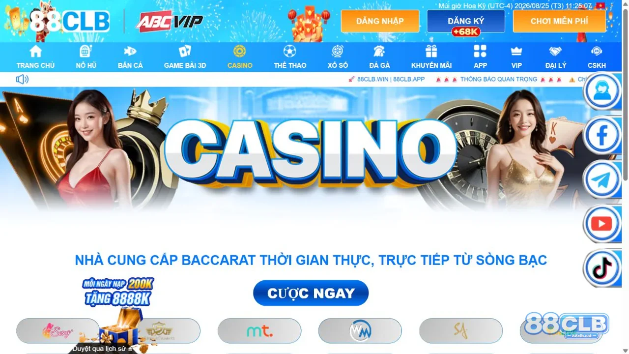 Giao diện Live Casino trực tuyến tại 88CLB
